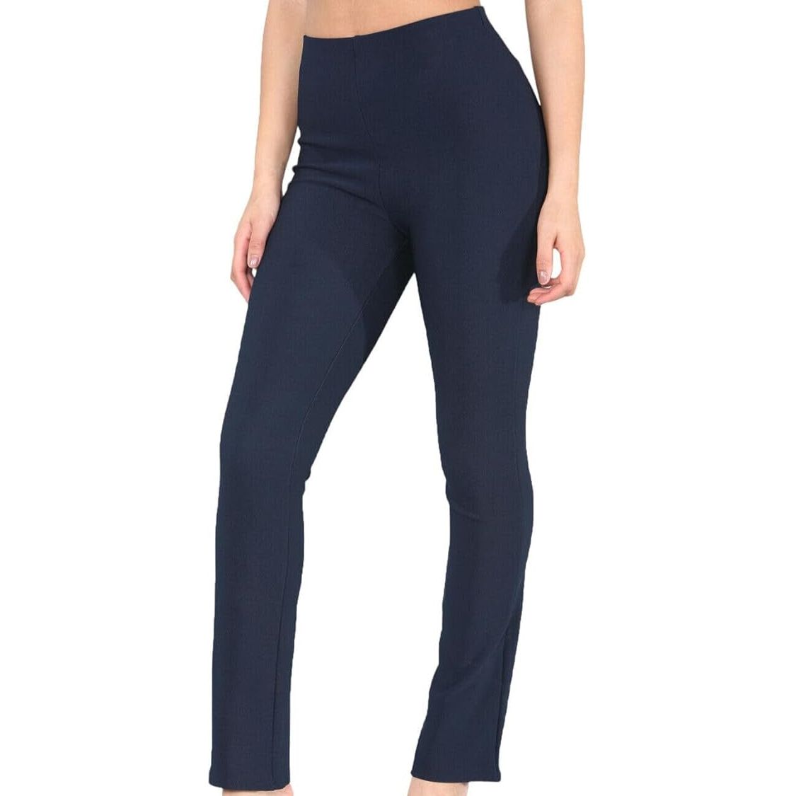 Navy Bootleg Trousers Elastic Waist Pull-On Work Trousers 25