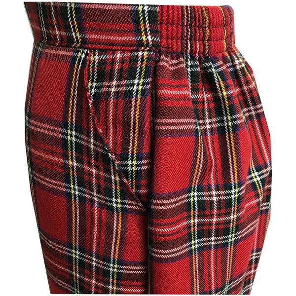 Red Tartan Half Elasticated Trousers - Kirkwood of Scotland